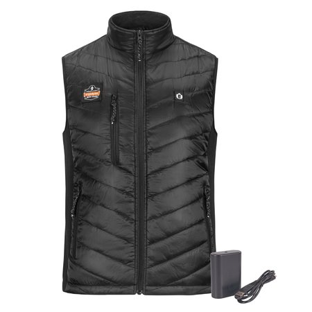 ERGODYNE Rechargeable Heated Vest with Battery, Black, Size 2XL 6495